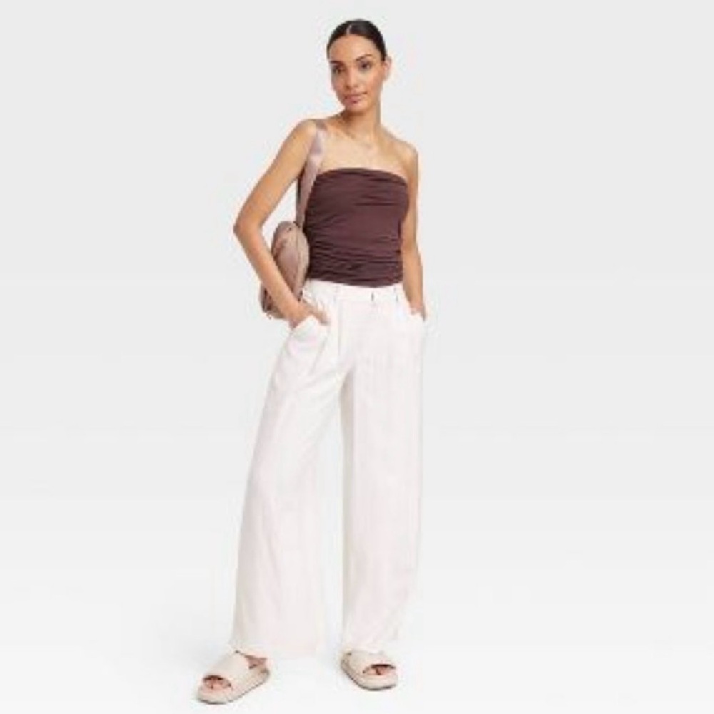 A New Day Deep Brown Ruched Tube Top